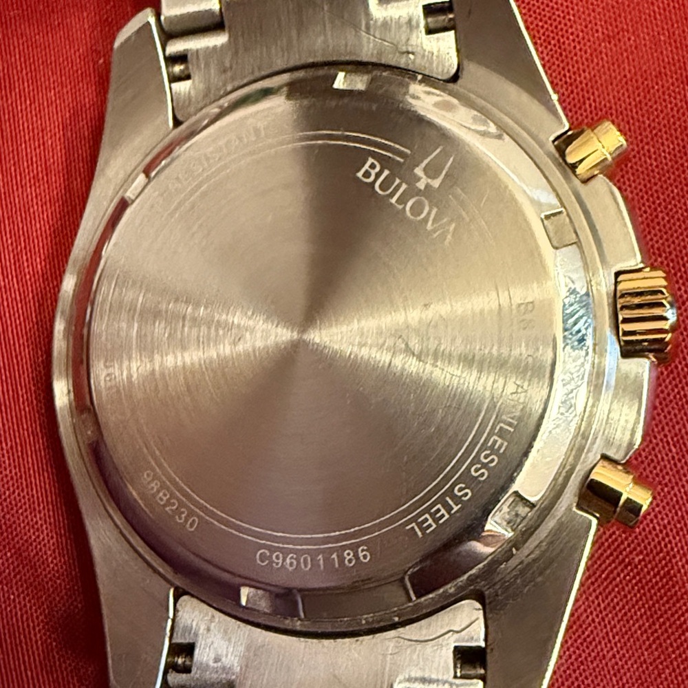 Bulova Gold and Blue Chronograph Bracelet Watch - Picture 8 of 11